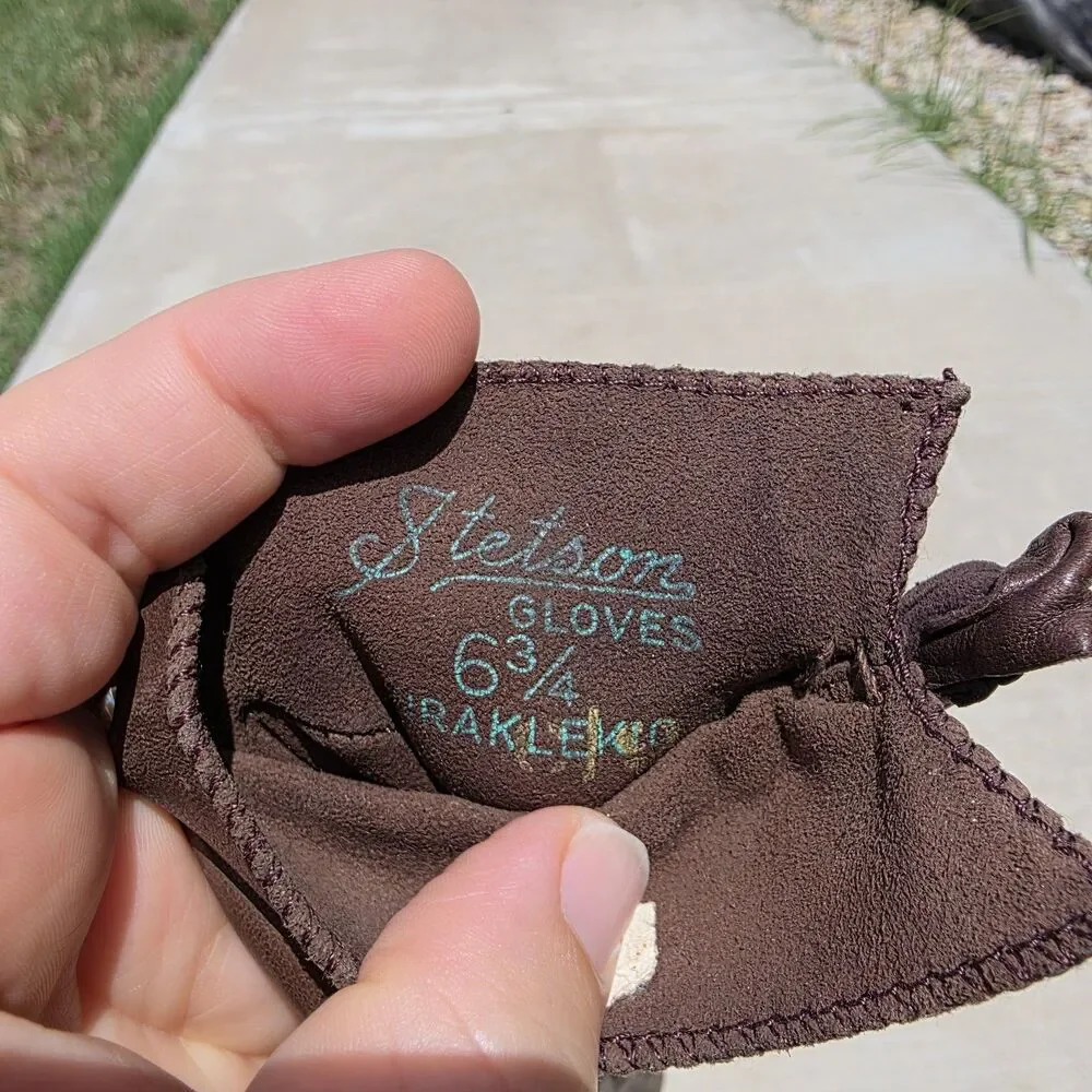 Vintage Stetson Womens Leather Gloves Brown Size 6-1/2